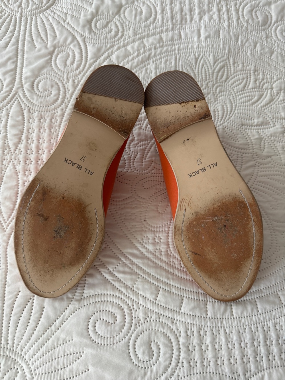 Women’s Orange Leather Slip-On Brogue Shoes - Picture 4 of 4